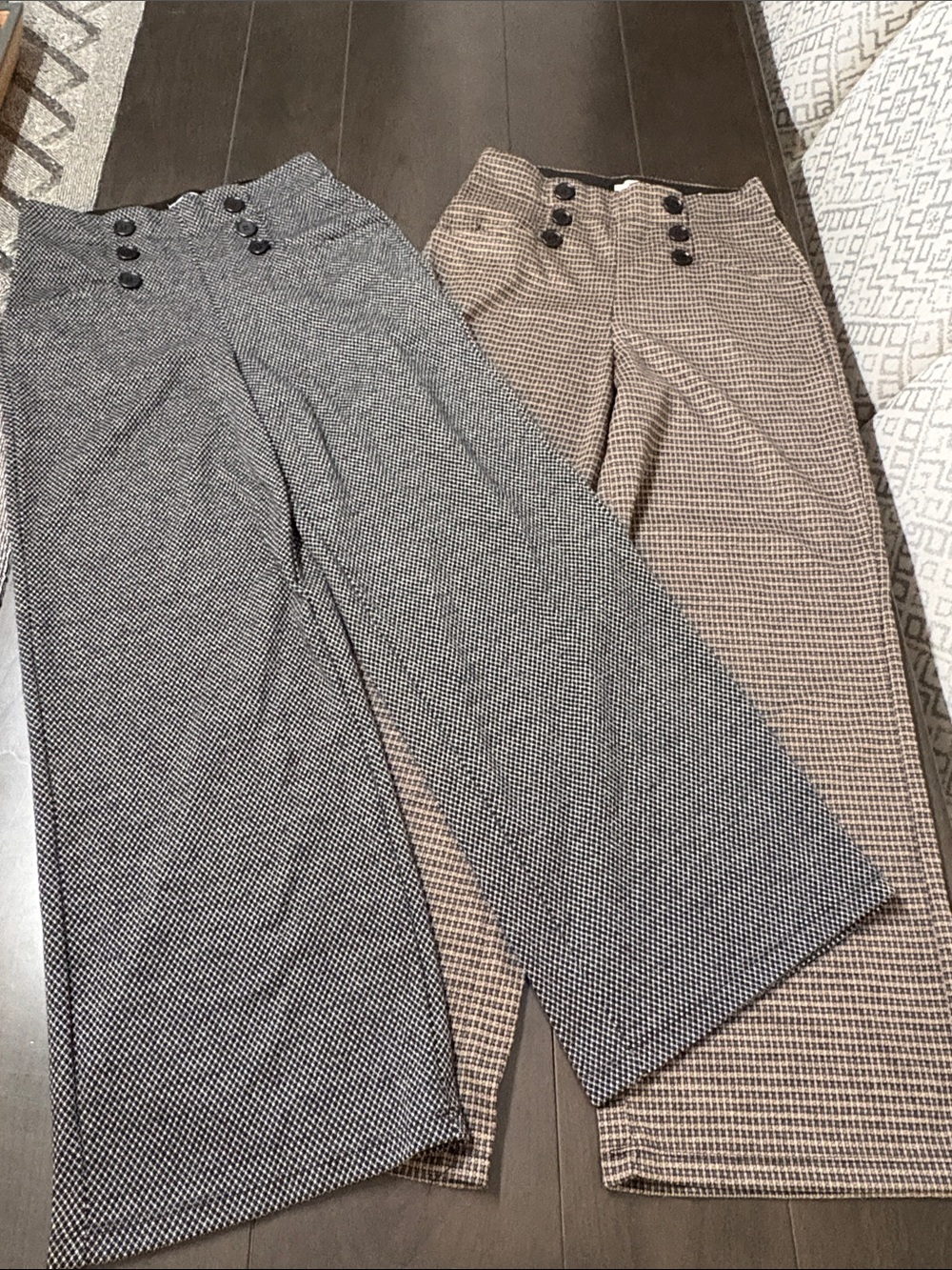 Max Studio Wide Leg Pants Pair  with Button Detail